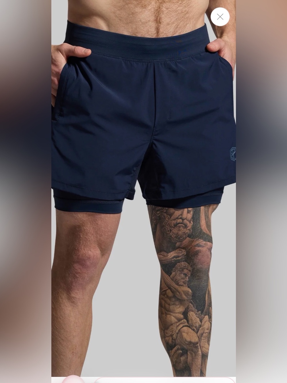 Born Primitive Navy Athletic Shorts with Drawstring and Pocket Liner